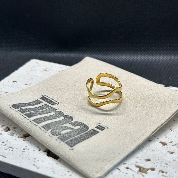 Simple Water Ripple Line Open Adjastable Ring - Picture 5 of 5